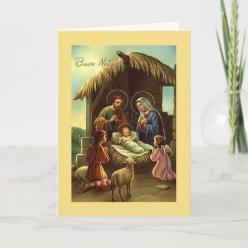 Vintage Italian Nativity Religious Christmas Card