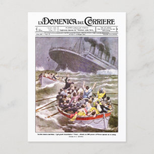 VINTAGE ITALIAN NEWSPAPER TITANIC SINKING POSTCARD