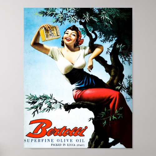 Vintage Italian Olive Oil Ad Poster