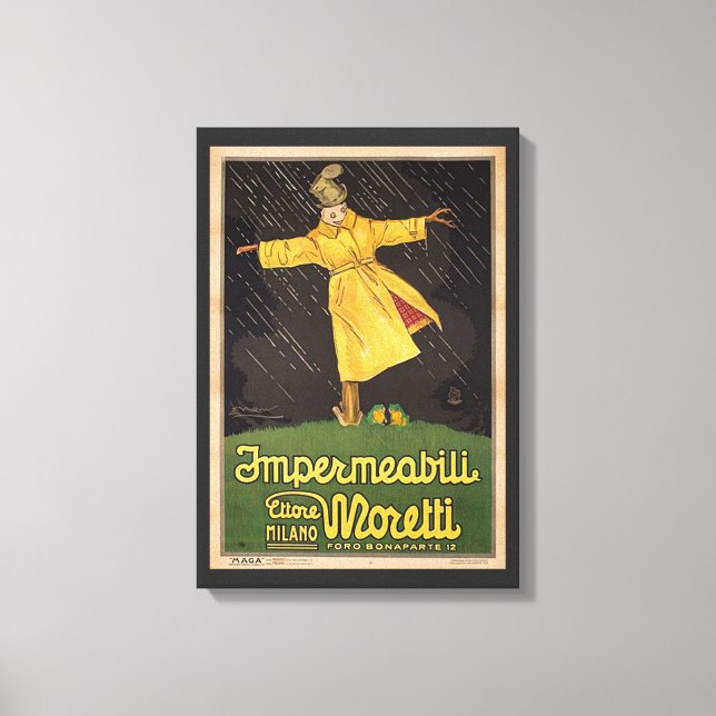 Vintage Italian Raincoat Advertisement Canvas Print (Front)
