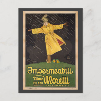 Vintage Italian Raincoat Advertisement Postcard