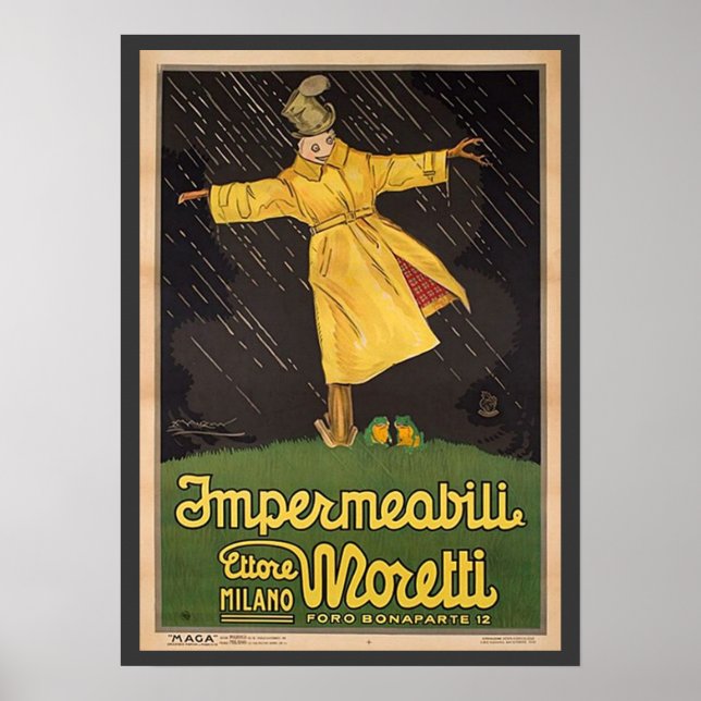 Vintage Italian Raincoat Advertisement Poster (Front)