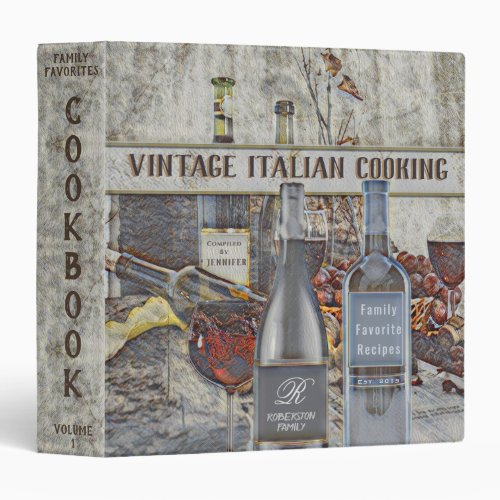 Vintage Italian Recipes Cookbook 3 Ring Binder