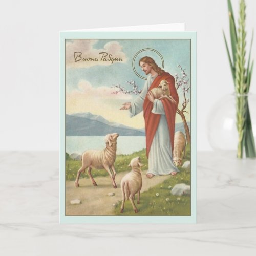 Vintage Italian Religious Easter Greeting Card