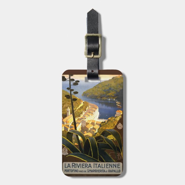 Vintage Italian Riviera Italy custom luggage tag (Front Vertical)