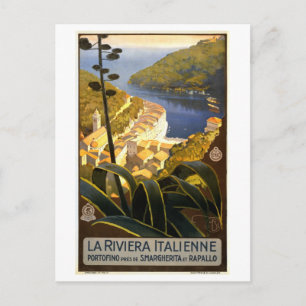 Vintage Italian Riviera Travel Poster Postcard