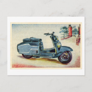 Vintage Italian Scooter Cruiser Motorcycle Postcard