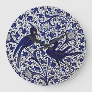 Vintage Italian-Style Blue White Gold Love Birds Large Clock