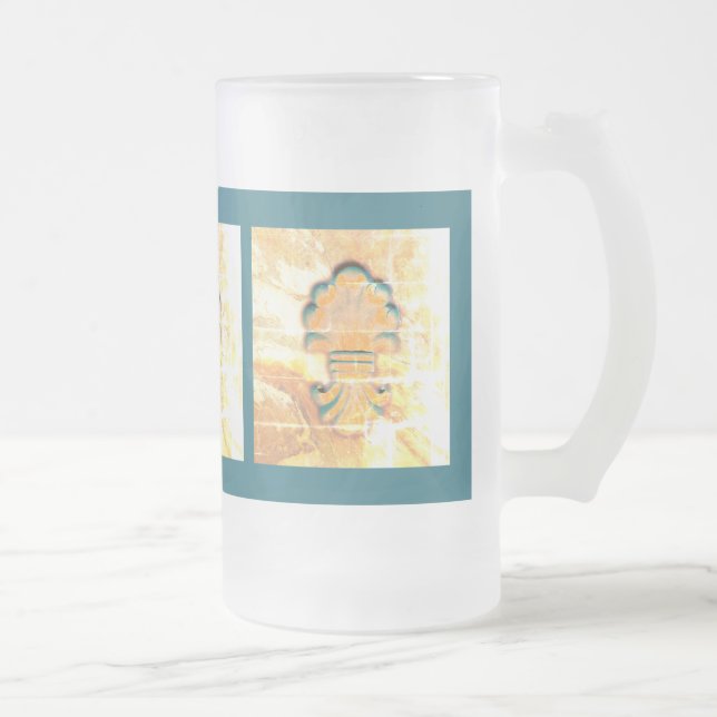 Vintage Italian Style Medallion Frosted Glass Beer Mug (Right)