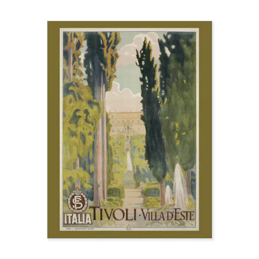 Vintage Italian travel ad Tivoli Lazio Rome Postcard
