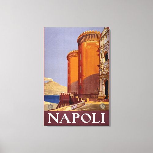 Vintage Italian Travel Poster Of Napoli Italy Canvas Print