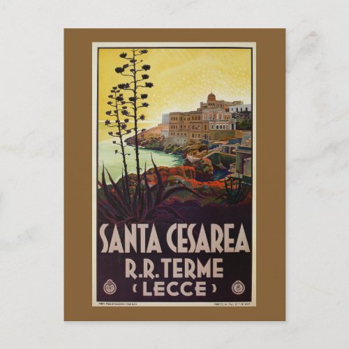 Vintage Italian travel Santa Cesarea Terme Lecce Holiday Postcard
