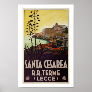 Vintage Italian travel Santa Cesarea Terme Lecce Poster