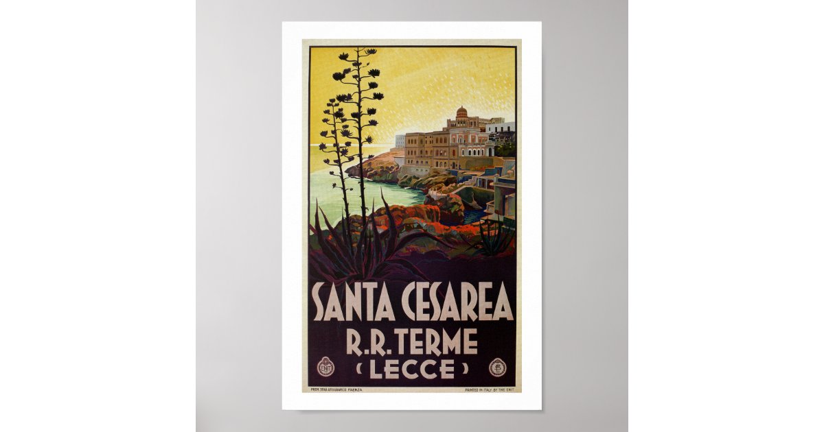 Vintage Italian travel Santa Cesarea Terme Lecce Poster | Zazzle.com