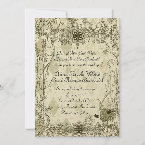 Vintage Italian Verdigris Wedding Invitation