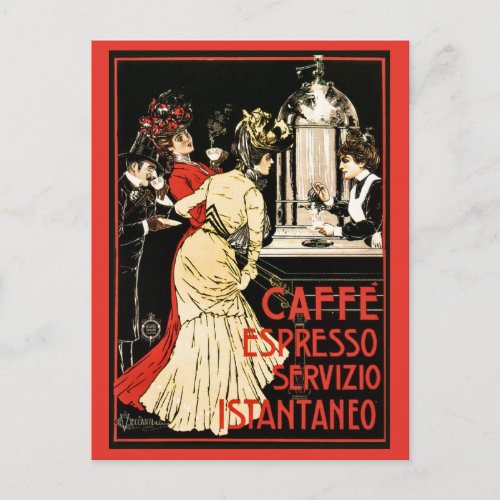 Vintage Italian Victorian coffee espresso ad Postcard