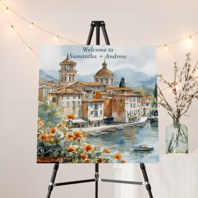 Vintage Italian Wedding Welcome sign (In Situ (Stand))