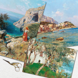 Vintage Italian Woman Rustic Decoupage Wrapping Paper Sheets