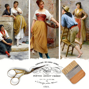 Vintage Italian Women Decoupage Wrapping Paper