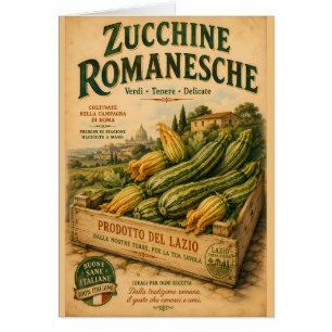 Vintage Italian Zucchini Crate Label with Rustic R Cards