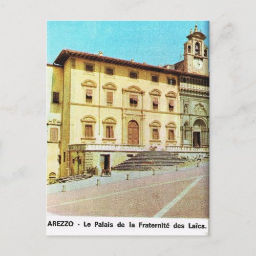 Vintage Italy  Arezzo Fraternity Palace Postcard