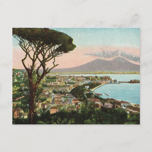 Vintage Italy  Bay of Naples and Vesuvius Postcard