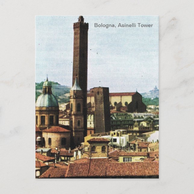 Vintage Italy, Bologna, Asinelli Tower Postcard (Front)
