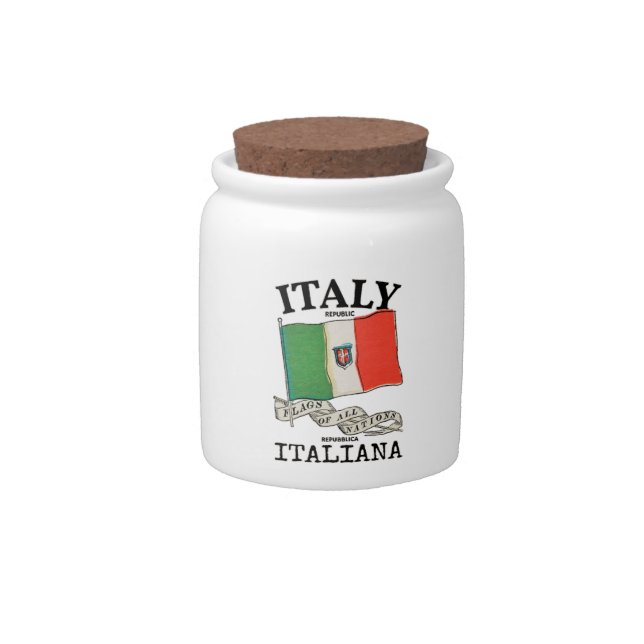 Vintage Italy Country Flag Candy Jar (Front)