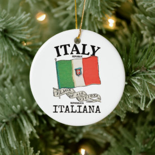 Vintage Italy Country Flag Ceramic Ornament