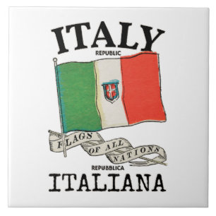 Vintage Italy Country Flag Ceramic Tile