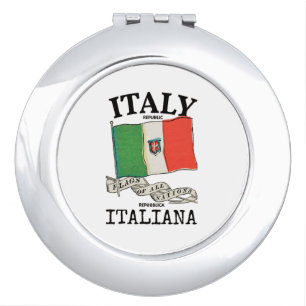 Vintage Italy Country Flag Compact Mirror