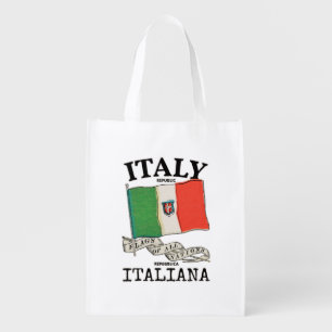 Vintage Italy Country Flag Grocery Bag
