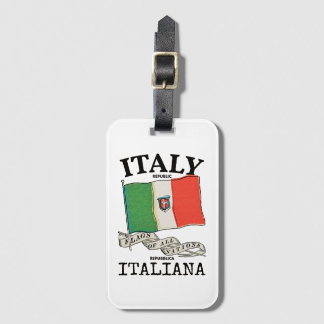 Vintage Italy Country Flag Luggage Tag (Front Vertical)