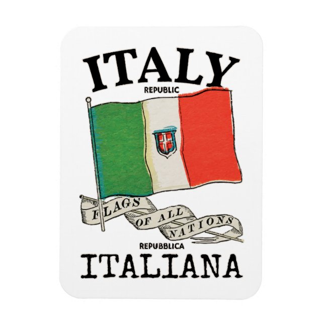 Vintage Italy Country Flag Magnet (Vertical)