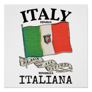 Vintage Italy Country Flag Poster