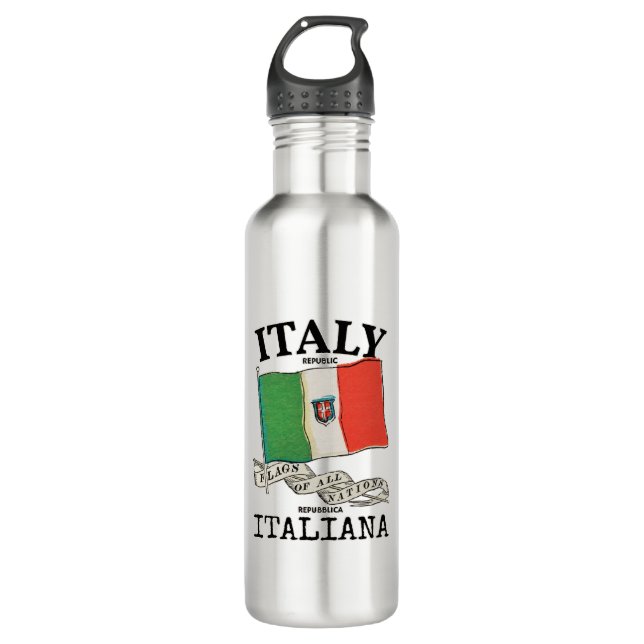 Vintage Italy Country Flag Stainless Steel Water Bottle (Front)