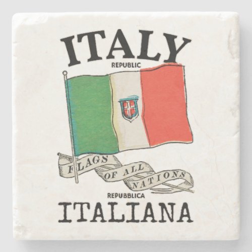 Vintage Italy Country Flag Stone Coaster