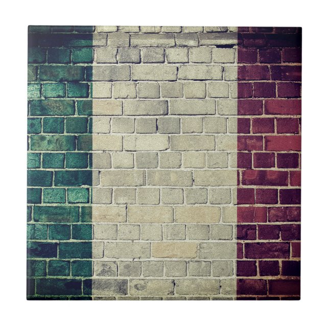 Vintage Italy flag Ceramic Tile (Front)