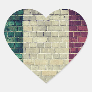 Vintage Italy flag Heart Sticker