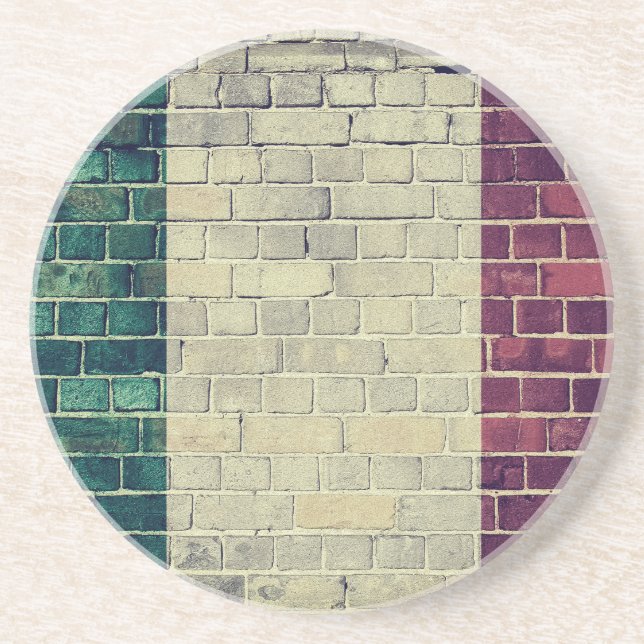 Vintage Italy flag Sandstone Coaster (Front)
