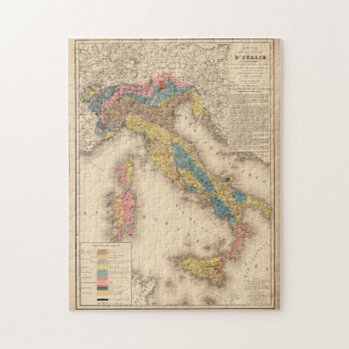 Vintage Italy Geology Map 1844 Jigsaw Puzzle