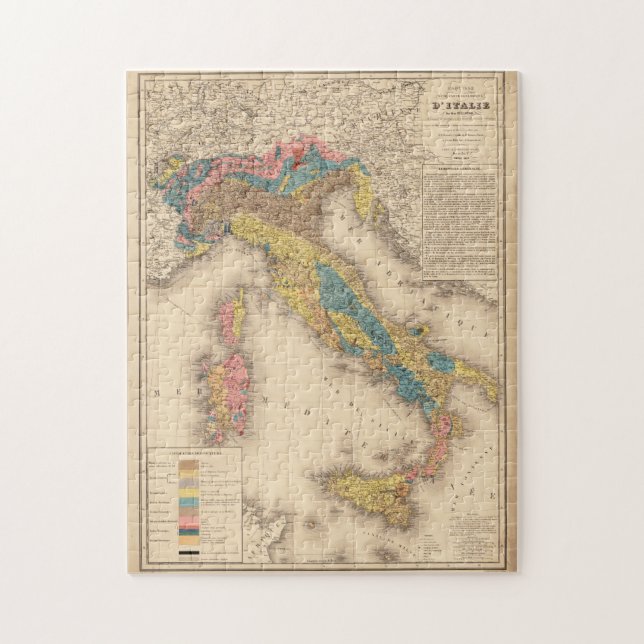 Vintage Italy Geology Map (1844) Jigsaw Puzzle (Vertical)