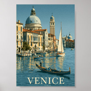 Vintage italy grand canal venice travel poster