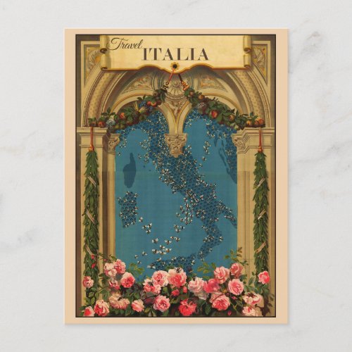 Vintage Italy Italian Map Travel Postcard