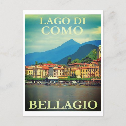 Vintage Italy Lago Di Como Bellagio Travel Postcard
