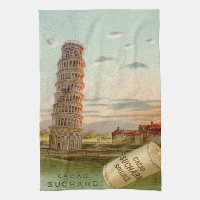 Vintage Italy Leaning tower of Pisa Towel (Vertical)