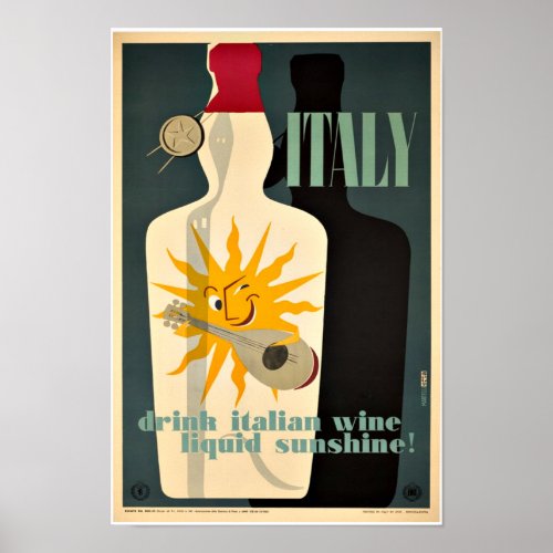 Vintage Italy Liqueur Alcohol Wine Art Deco Poster