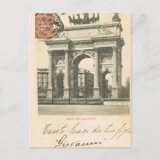 Vintage Italy, Milano, Arco della pace, 1894 Postcard (Front)