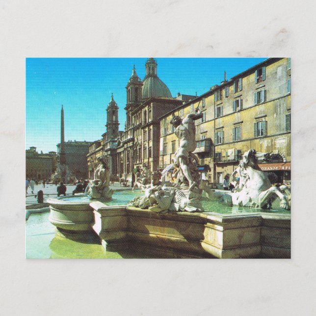 Vintage Italy,  Rome, Piazza Navonna Postcard (Front)