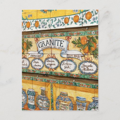 Vintage Italy Sicily  Tiled Shop Sign Postcard